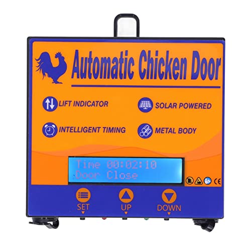 Automatic Chicken Coop Door,Solar Powered with LED Display Controller Daily Programmable Timer Control for Poultry Weatherproof