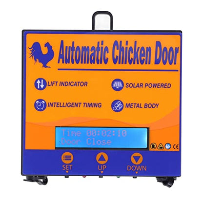 Automatic Chicken Coop Door,Solar Powered with LED Display Controller Daily Programmable Timer Control for Poultry Weatherproof