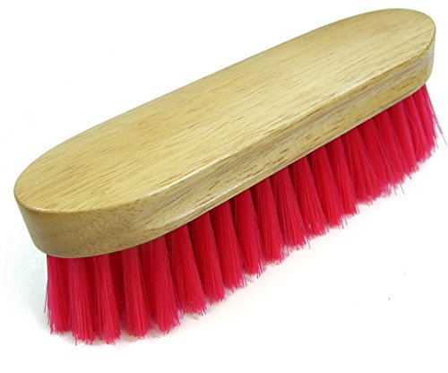 Intrepid International Bedford Horse Brush 9" - Nylon Bristles Brush with Wood Block for Horse Care and Horses Grooming Kit - Medium to Soft Bristles - color: Red