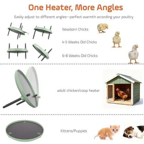 Chicken Brooder Heater, Adjustable Height &Temperature, 12" Metal Heating Plate, Easy Clean, Safe Use 35Watts Chick Warmer, Coop Heater, for Home Backyard Farm Warming Chicken Quail Duck Dog Cats