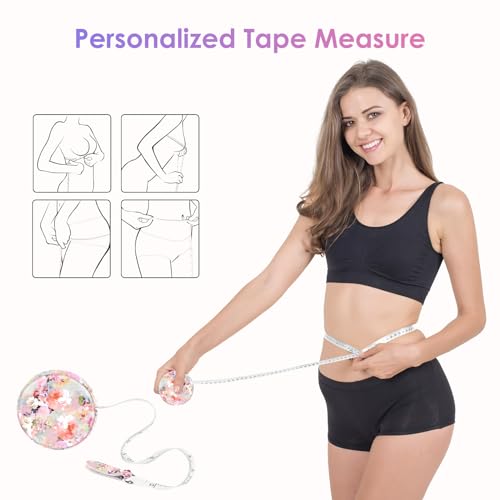 Sewing Tape Measure，Colour Printed Small Retractable Soft Measuring Tape for Tailor Cloth Fabric Body Measurements. - color: Pink Flower
