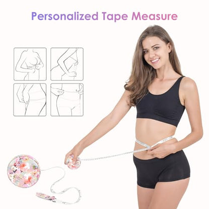 Sewing Tape Measure，Colour Printed Small Retractable Soft Measuring Tape for Tailor Cloth Fabric Body Measurements. - color: Pink Flower