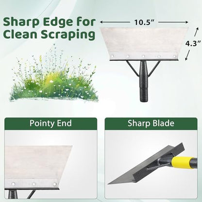 Garden Flat Shovel,74" Floor Weeding Scraper for Driveway Sidewalks, Floor Ice Snow Removal Tool for Outdoor Garden, Multifunctional Graden Shovel for Lawn Edging Weeding Chopping - size: 74"