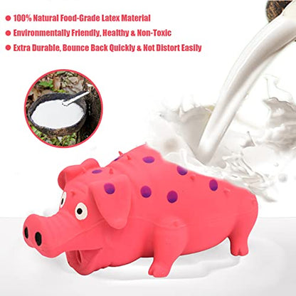 Pig Squeaky Dog Toy, 2 PCS Interactive Rubber Dog Chew Toy - Durable Latex Spot Grunting Pig Toys that Oink for Small Medium Large Dogs (Yellow, Pink) - color: Yellow, Pink