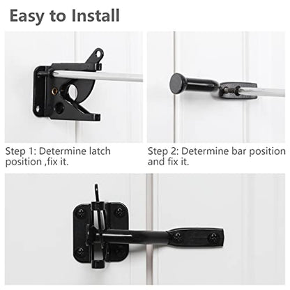 HOME MASTER HARDWARE Gate Latch for Wooden Fence Gates, Self-Locking Gate Latches, Heavy Duty Wood Door Hardware Kit for Outdoor Farm Garden Yard Pool