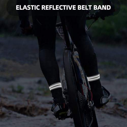 8pcs Reflective Bike Pant Leg Straps Elastic Adjustable Ankle Bands for Cycling Night Safety Visibility Running Sports Gear