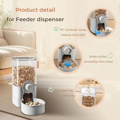 Auto Gravity Food Dispenser for Cage Hanging, 41OZ Capacity Hanging Automatic Pet Cage Feeder, Food Bowl for Cats Dogs Rabbit Ferret Chinchilla Bird Hedgehog Guinea Pig (Grey) - color: Grey