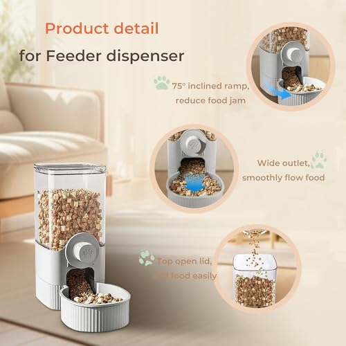 41 oz Hanging Gravity Auto-Refill Small Animal Feeder Grey | Space-Saving, Large Capacity, Easy-Refill Bowl for Rabbits, Guinea Pigs, Ferrets, Chinchillas & Small Pets - color: Grey