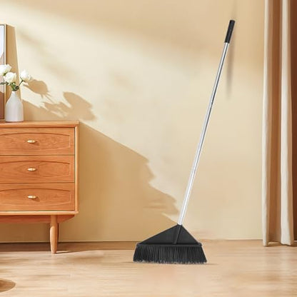 Long Handle Stiff Bristle Broom Heavy Duty Scrub Broom with Sturdy Black Bristles Large Sweeper for Garage Garden Patio and Warehouse Use Style