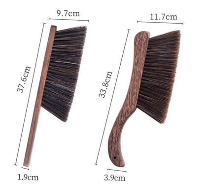 2PCS Hand Broom Cleaning Brushes-Soft Bristles Dusting Brush for Cleaning Car/Bed/Couch/Draft/Garden/Furniture/Clothes,Wooden Handle(Brown) - color: Brown