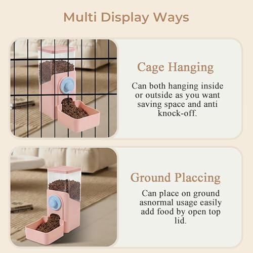 41 oz Hanging Gravity Auto-Refill Small Animal Feeder Pink | Space-Saving, Large Capacity, Easy-Refill Bowl for Rabbits, Guinea Pigs, Ferrets, Chinchillas & Small Pets - color: Pink
