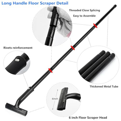 EHDIS Adjustable Razor Blade Scraper, 15''-58'' Long Handle 6" Blade Scraper Tool with 20 Double-Edge Blades for Cleaning Paint, Caulk, Adhesive,Painting Stripping Tools, Tile, Floors, Walls