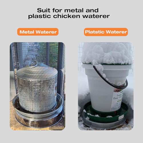 H&G lifestyles Chicken Water Heater, Heated Chicken Waterer | Poultry Water Heater for Winter, Compatible with 5 Gallons Chicken Waterer,13 Inches Stainless Steel Chicken Water Heater