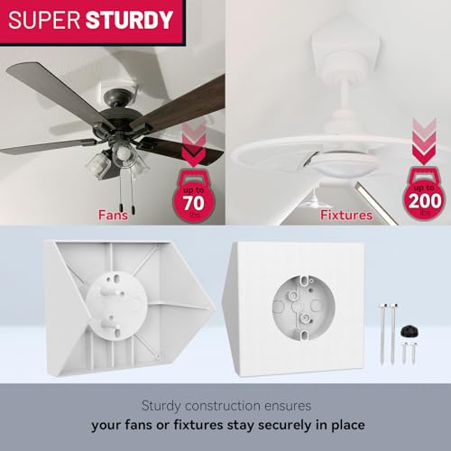FB900-1 Cathedral Ceiling Fan Angle Mount Box, Mounting Bracket Kit, Fits Angles of 80 or Up, White, 1 Pack