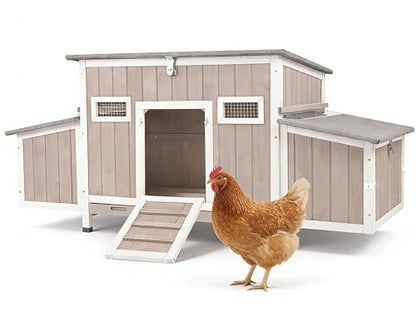 Gowoodhut Outdoor Chicken Coop Wooden Hen House Hens Coop for Backyard Poultry Tractor for 2-4 Chickens with Weatherproof Asphalt Roof, 4 Nesting Box, 2 Roosting Bar, Pull-Out Tray (Coop84 NoRun) - size: 62.2"L x 22.8"W x 28.5"H