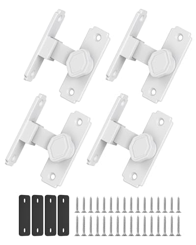 90 Degree Barn Door Lock, Small Sliding Barn Door Latches, Rust-Proof Sliding Gate Latch Lock for Garden, Bathroom, Cabinet, Pet Cage, Window, Shed (White-4PCS) - color: White-4PCS