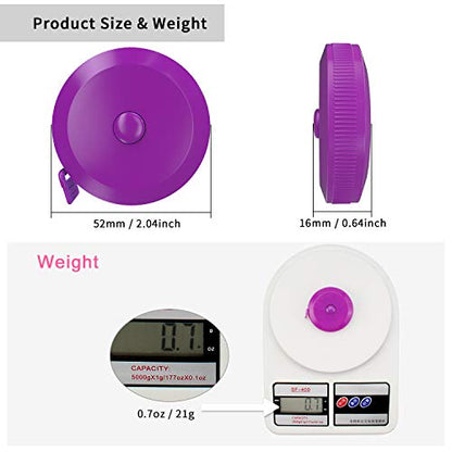 DiCUNO 60-Inch 1.5 Meter Soft and Retractable Tape Body Tailor Sewing Craft Cloth Dieting Measuring Tape (3 Pcs of Purple) - color: Purple*3pcs