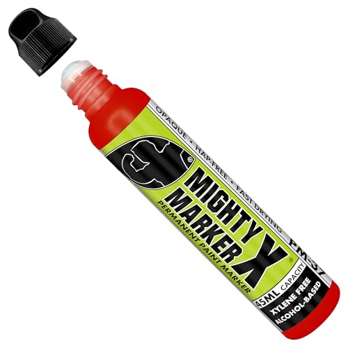 PM-37 Industrial Dauber Paint Marker - 12mm Wide Tip for Metal, Glass & Non-Porous Surfaces - Xylene Free, 45ml Capacity - Red - color: Red