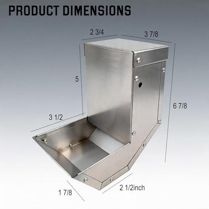 Rabbit Feeder - Small Animal Stainless Steel Gravity Feeding Trough with Lid, Outdoor Durable Cage Feeder Holds Several Days' Food (4 Inch/1.5Lbs) - size: 1 pc