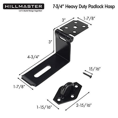 HILLMASTER Door Hasp Latch 90 Degree, 7-3/4" Extra Thick Heavy Duty Steel Safety Gate Door Lock Padlock Clasp Hasp Lock Latch for Fence Gate Barn Door Shed Closet Cabinet, Black Finish - size: Bendable