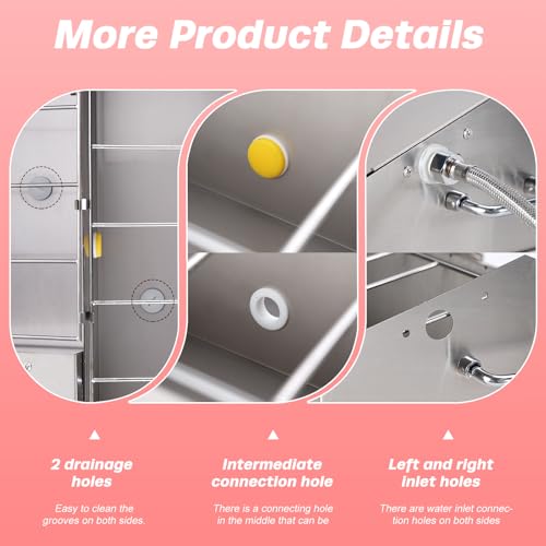 2 in 1 Automatic Chicken Waterer and Feeder, Stainless Steel Chicken Water Feeder with Float Valve Auto Fill Poultry Water Dispenser Poultry Watering Systerm for Duck Turkey Quail Pigeon
