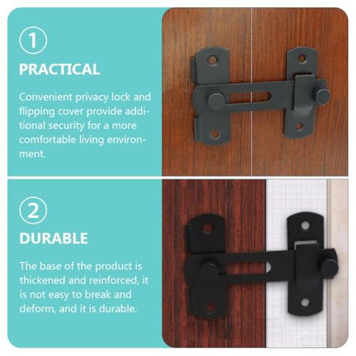 Alipis 2pcs Stainless Steel Door Latch Lock with Safety Security for Pet Cage and Barn Gate, Large Matte Black Heavy-Duty Door Buckle Suitable for Home and Outdoor Fence Use
