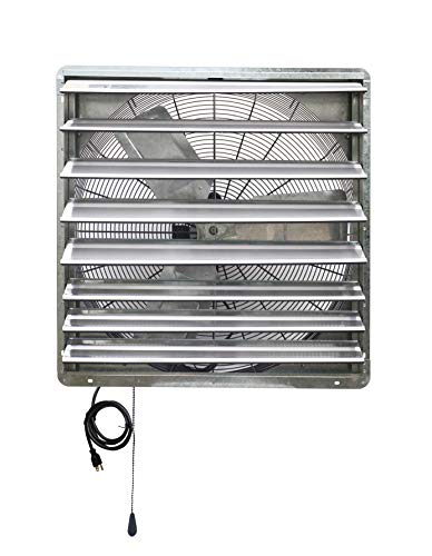 iLIVING 30" Wall Mounted Shutter Exhaust Thermostat Control-2 Speeds Vent Fan For Home Attic, Shed, or Garage Ventilation, 5088 CFM, 7500 SQF Coverage Area, Silver (ILG8SF30V-T) - size: 30 Inches