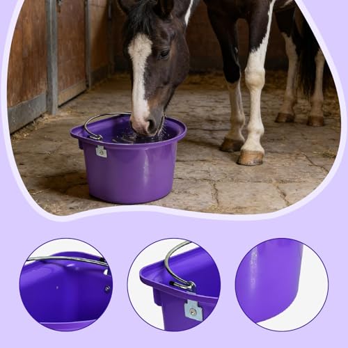 Qianly Horse Feed Bucket Feed Trough Farm Mountable for Easy Hanging Versatile Ergonomic Livestock Feeding Container Heavy Duty, Purple - color: Purple