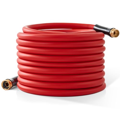 Garden Hose 50 ft x 5/8” Hot/Cold Water Hose,-50°F to 190°F,Burst 600Psi Flexible & Lightweight Upgraded Rubber Hoses,3/4” Solid Fittings for All-weather Outdoor Lawn & Garden - size: 50Ft, style: 5/8"