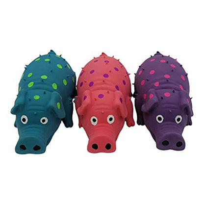 3 Pack Latex Pig Dog Toys that Oinks Dog Squeaky Toy for Small Medium Large Dogs (Red, Blue, Purple) - color: Red, Blue, Purple