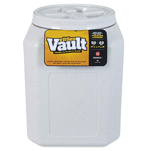 Gamma2 Vittles Vault Pet Food Storage Container Bundle - 50lbs [14" L x 20" H] and 25lbs [12" L x 13.75" H] Airtight Containers for Dog and Cat Food