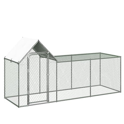 Large Metal Chicken Coop, Chicken Run with Cover, Walk-in Poultry Cage for Yard Outdoor Duck Rabbit Cage