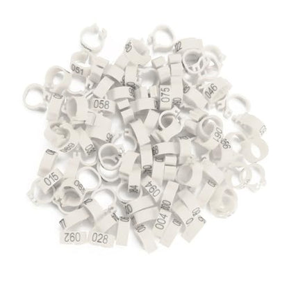 100PCS 8MM 001-100 Numbered Plastic Letter Pigeon Bird Leg Bands Rings, Bird Chicks Parrot Clip Rings Band (White) - color: White