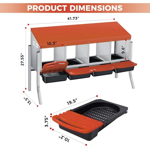 Chicken Nesting - color: Orange, size: 4 holes with legs