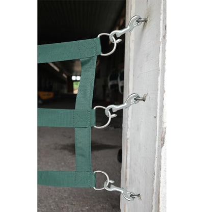 Country Pride Barn Door Guards, Heavyweight 2-Inch Polypropylene Webbing, Adjustable Length, Stainless Steel D-Ring Ends, Open-End Snaps, Stall Safety and Ventilation (12', Hunter Green) - color: Hunter Green, size: 12'