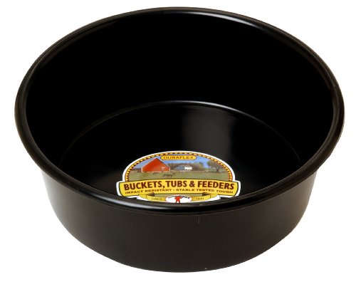 Little Giant® Plastic Utility Pan | Feed Pan | Durable & Versatile Livestock Feeding Bucket | Made in USA | 5 Quart | Black