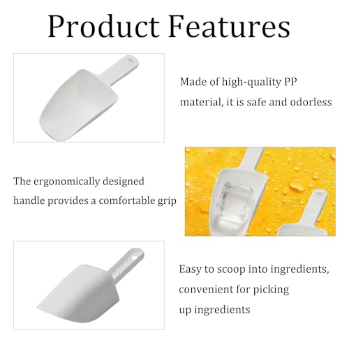 2Pcs Plastic Ice Scoop, Kitchen Scooper for Ice Maker, Ice Bucket, Bar, Freezer, Pet Food, Candy, Coffee Beans, Utility Food Scoop for Home, Party, Wedding, Restaurant (White) - color: White