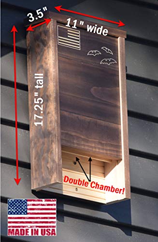Made in USA- Brown Stained Pine Bat House, 2 Chamber Bat Box, Easy-to-Install Wooden Bat House Kit, Weather-Resistant Bat Houses for Outdoors, with Mounting Screws - Applewood Outdoor - style: 2 Chamber Brown