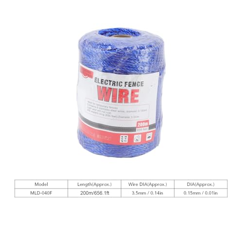 Electric Fence Wire, 6 Strand Stainless Steel 200M Poly Wire Electric Fencing Wire, Durable Polywire Electric Fence for Livestock(MLD-040F) - color: 040F