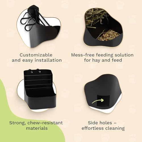 Hay and Food Feeder for Rabbit, Guinea Pig, Bunny, Chinchilla, Heavy Duty Metal Bin 5.5 x 5.5 x 7 inch (Pack of 1) - size: Pack of 1