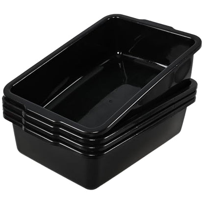 32 Liter Commercial Bus Tubs, 4 Pack Plastic Large Utility Bus Trays, Black
