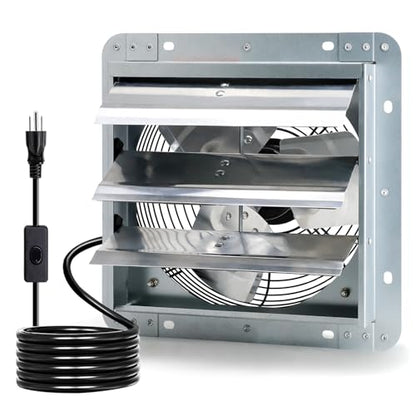 Criditpid 10 Inch Wall Mounted Shutter Exhaust Fan with ON/OFF Switch, High-Speed, Low-Noise Pure Copper Motor, Wall Exhaust Fan for Gable, Shed, Garage, Greenhouse, Kitchen, Attic, 820CFM, 1650RPM. - size: 10 Inch Exhaust Fan