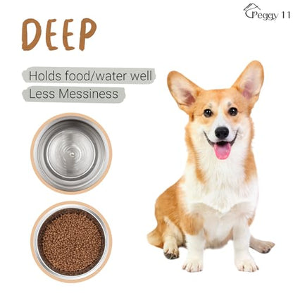 PEGGY11 Deep Stainless Steel Anti-Slip Dog Bowls - 2-Pack, 3 Cups - size: 3 Cups