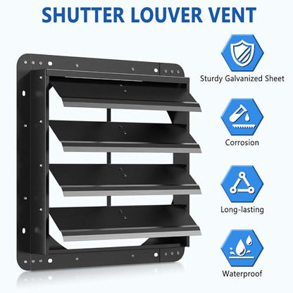 18 Inch Galvanized Sheet Spraying Automatic Exhaust Shutter Louver Vent (No Fan Blades and Motor) for Home Attics, Workshops, Barn, Greenhouse - size: 18 Inch