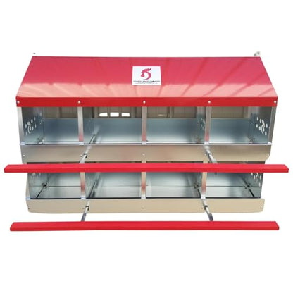 Duncan's Chicken Nesting Boxes - 8 Hole Metal Poultry Nest Box Wall Mount for Chickens, Hens, Ducks - Easy Egg Collection - Large Vented Holes - Fold Up Perches