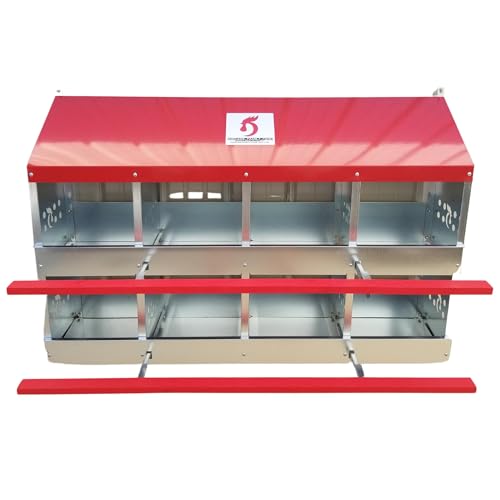 Duncan's Chicken Nesting Boxes - 8 Hole Metal Poultry Nest Box Wall Mount for Chickens, Hens, Ducks - Easy Egg Collection - Large Vented Holes - Fold Up Perches