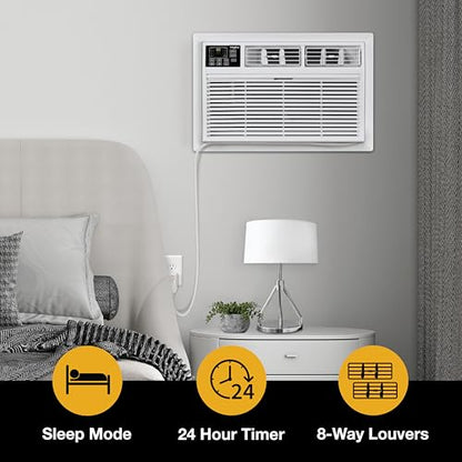 Whirlpool 8,000 BTU Through the Wall Air Conditioner, 115V, Cools up to 350 Sq. Ft. for Living Room, Bedroom, Kitchen with Dehumidifier and Remote Control, White - size: 8,000 BTU