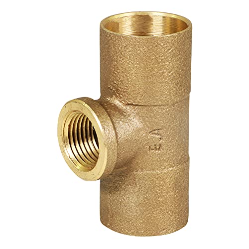Everflow Supplies CCFT1112-NL C X C X F Cast Brass Tee Fitting with Solder Cups and Female Threaded Branch, 1" x 1" x 1/2" - size: 1" x 1" x 1/2"