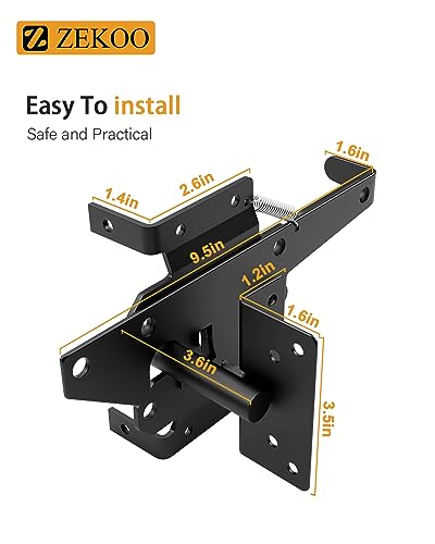 Self-Locking Gate Latch Heavy Duty: 304 Stainless Steel Automatic Gravity Lever - Post Mount Gate Lock for Wood/PVC/Vinyl Fence - Door Latch Hardware for Secure Pool/Outdoor Yard/Garden Gates 2 Pack - size: 2 Pack