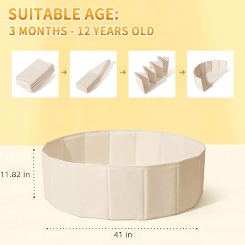 Ball Pit for Toddlers Babies Dogs Cats Iinfant Children, Foldable Ball Pits Play Tent, Crawl Playpen Ball Pool with Storage Bag, Surprise for Boys Girls Festival (Balls Not Included), Beige - color: Beige